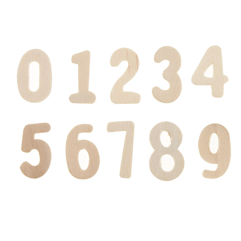60x Wooden Numbers Set Unpainted DIY Craft Decoration Kids Education Toy