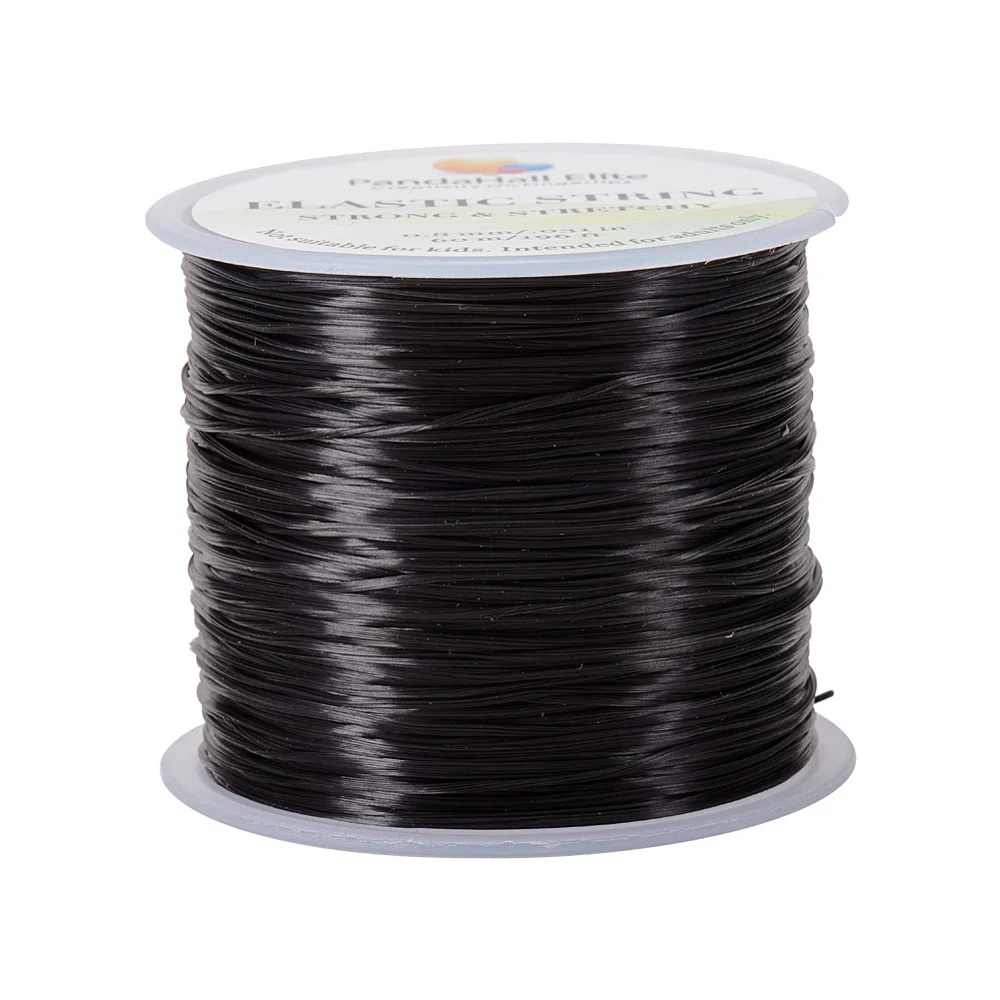 

1roll 1 Roll 0.8mm Thick Elastic Fibre Wire Black Elastic Stretch Threads Beading String Cord for Bracelets Necklace 60m