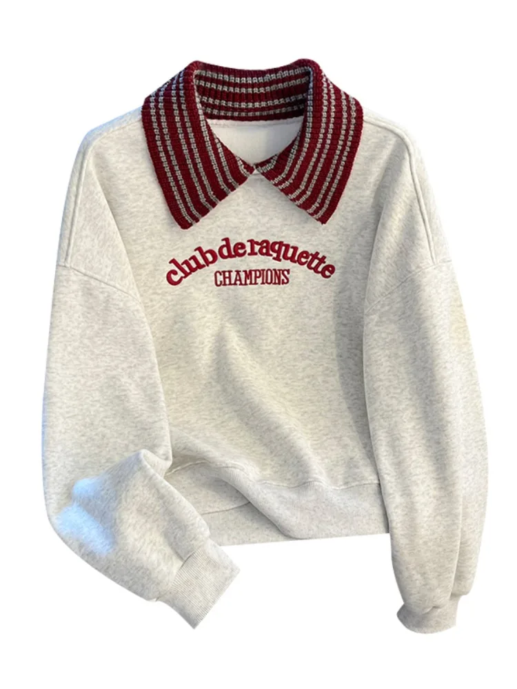 المرأة المتضخم Fce اصطف متماسكة البلوز طوق البلوز طويل Sve مخطط النسيج التصميم الأصلي شتاء جديد Ar... #5