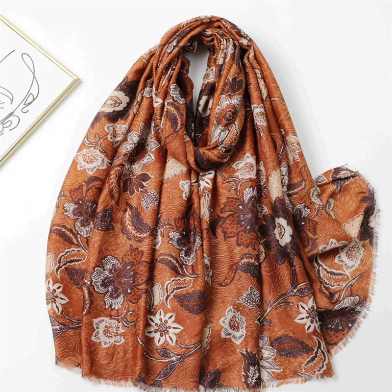 Winter Dicke Viskose Schal Vintage Floral Fransen Baumwolle Schals Und Wraps Pashmina Stola Bufandas Moslemisches Hijab Sjaal 180*90 cm