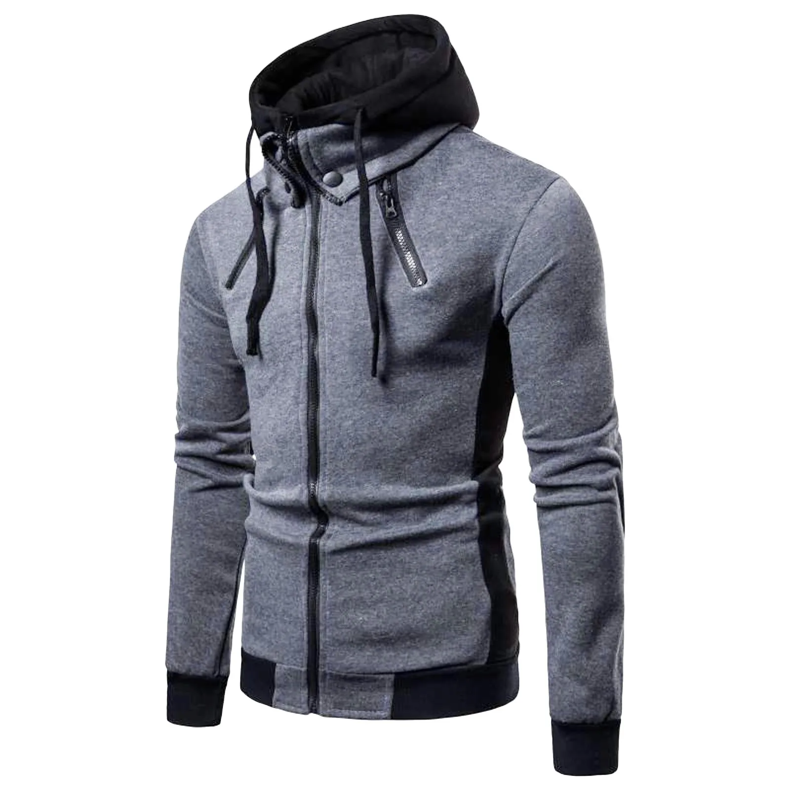 

Zipper Mens Casual Hoodie Patchwork Color Hoodie Jacket Autumn Winter Street Casual Sports Loose Hoodie Fashion Bomber Jackets