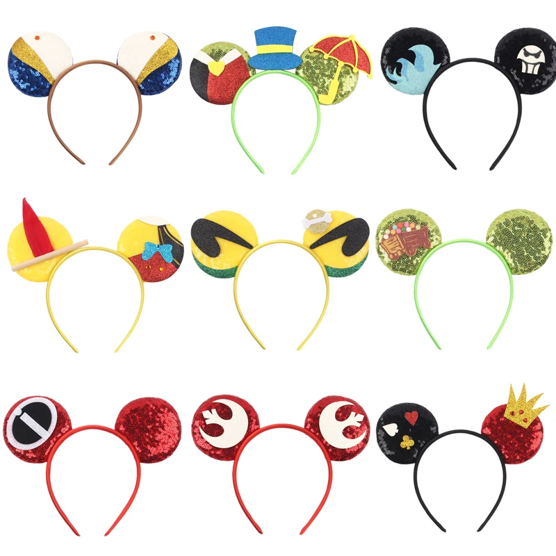 Mickey Mouse Ear Cartoon Magic Hat Headbands For Girls Sequins Women Festival Party Cosplay Hairband Gift Kids Hair Accessories