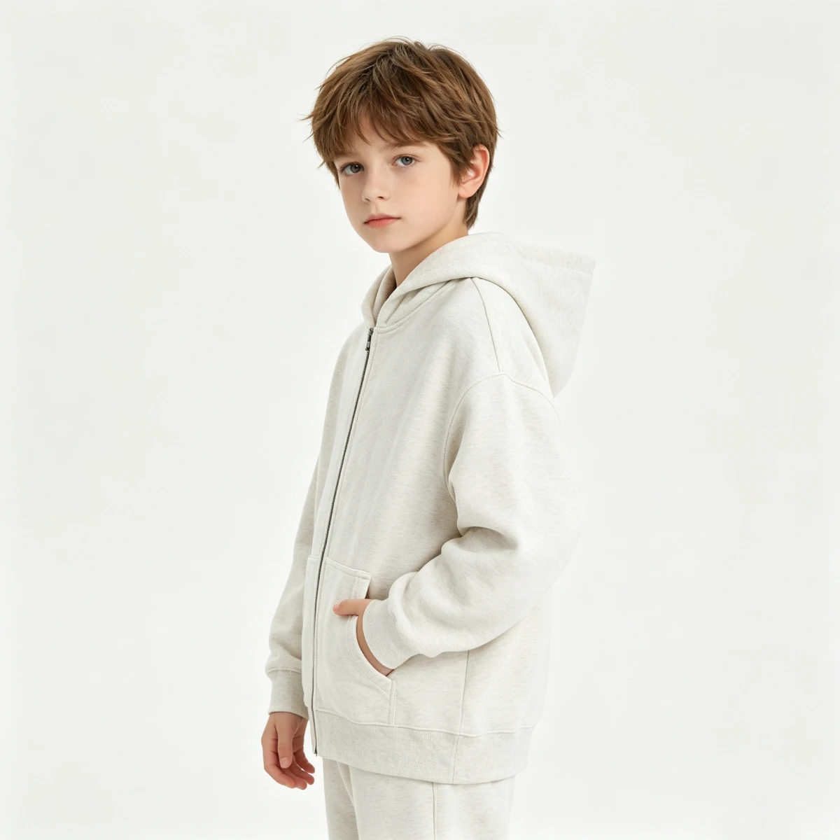 Kids 430GSM Heavyweight Oversized Zip Up Hoodie Looped Micro Velvet Jacket Boys Girls Winter Warm Outerwear Xmas Gift
