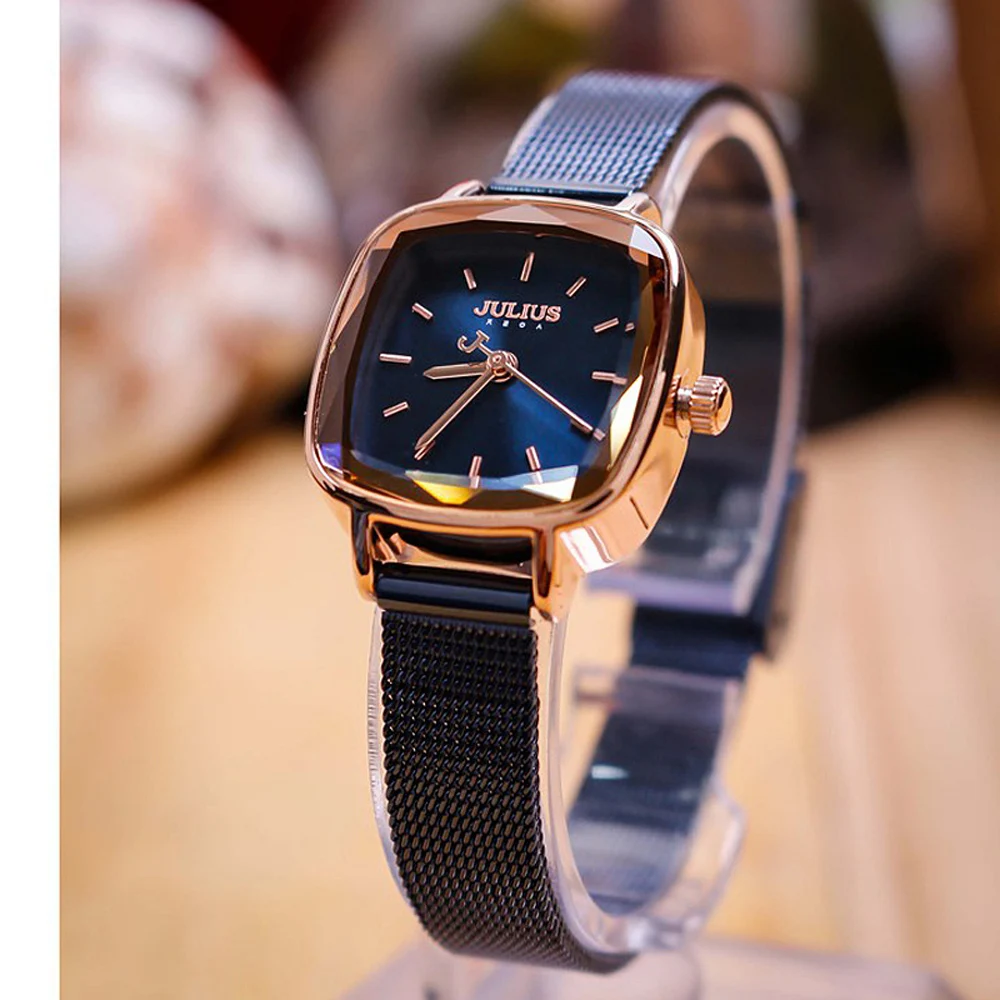 Elegant Square Women\'s Watch Miyota Mov\'t Lady Hours Fine Fashion Clock Bracelet Stainless Steel Girl\'s Birthday Gift Julius Box