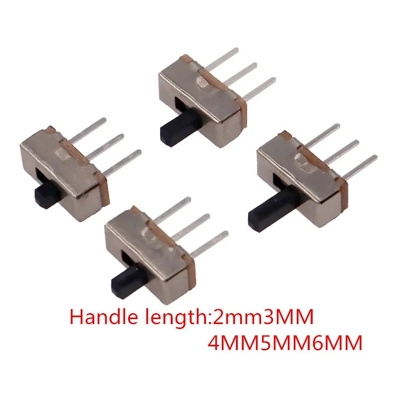 100Pcs SS12D00 Interruptor on-off mini Slide Switch 3pin 1P2T 2 Position High quality toggle switch Handle length2MM3MM4MM5MM6MM