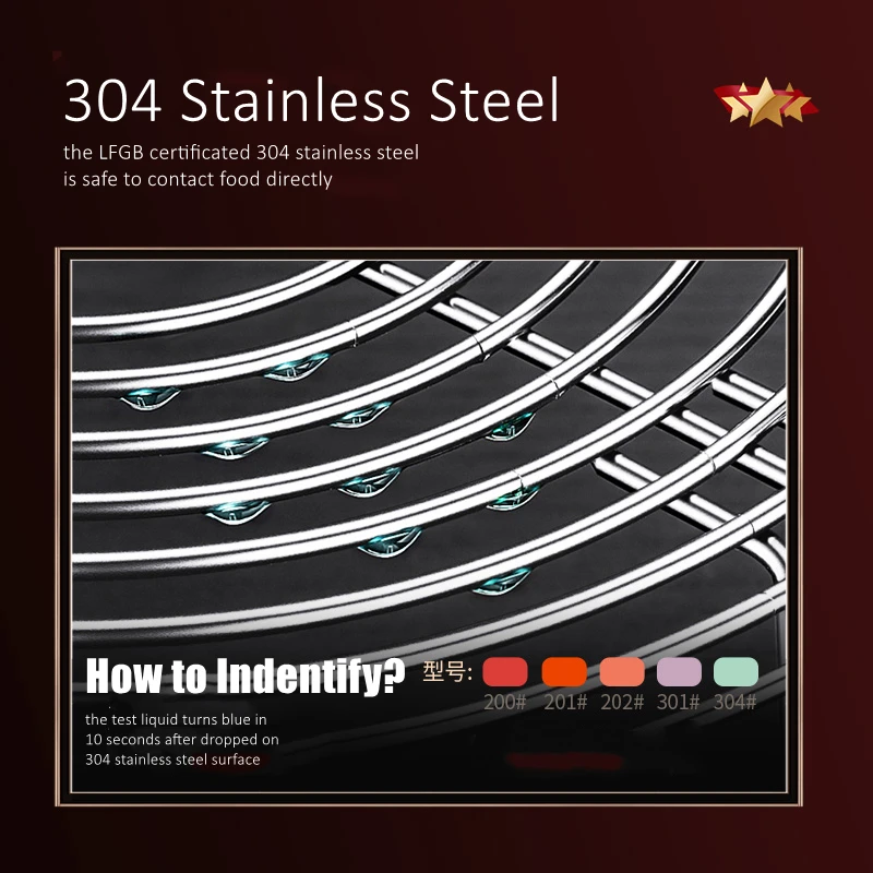 LFGB Certification 304 Stainless Steel Kitchen Steaming Rack Bold Wire Steamer 22cm~28cm Diameter Seafood Cooking Plate Holder
