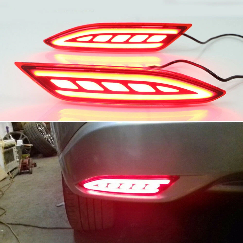 1 Pair LED Rear Bumper Reflector Light Red Car Driving Brake Fog Trim Molding Tail Lamp For Honda HR-V Vezel 2015 2016 2017 2018