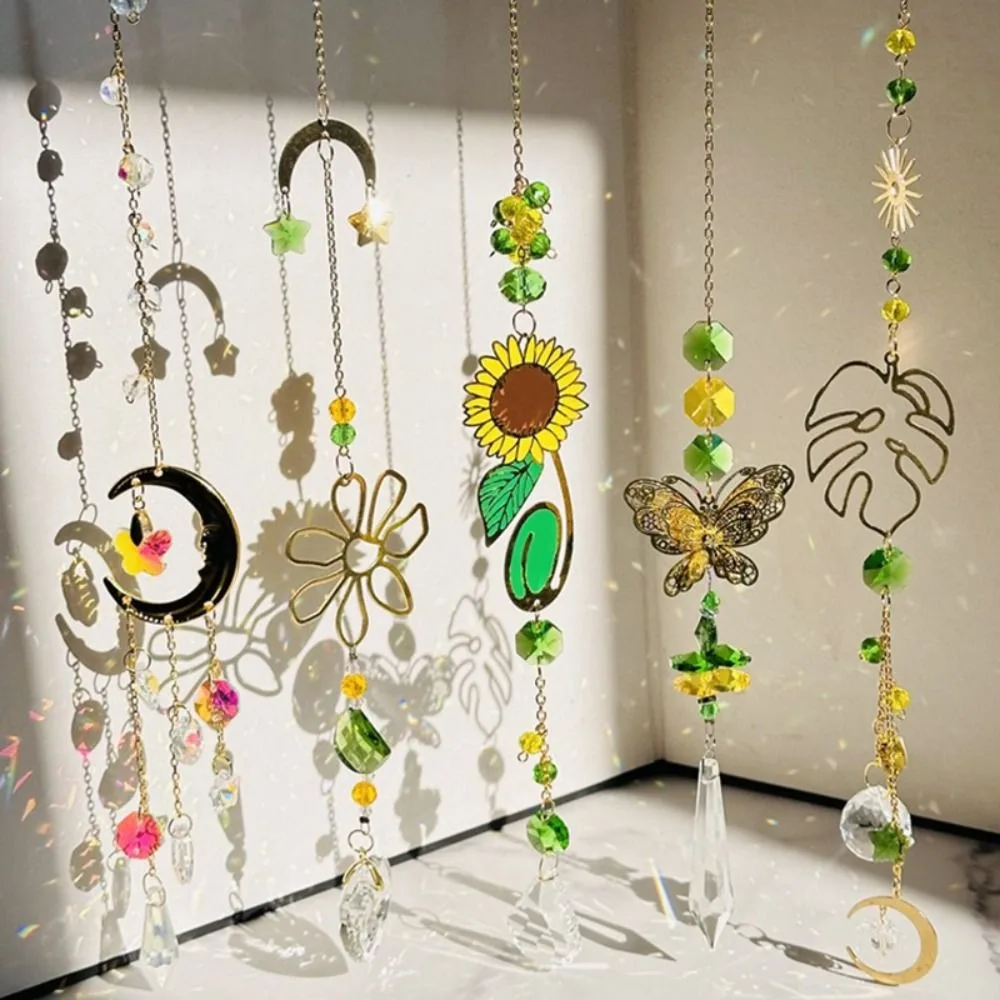 

Artificial Crystal Crystal Wind Chime Hanging Pendant Butterfly/Sunflower Sun Catchers Home Decor Butterfly Light Catcher Home