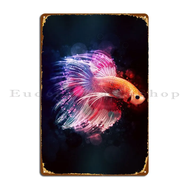 Betta Fish 2 Metal Plaque Poster Plates Cinema Design Wall Cave Tin Sign Poster