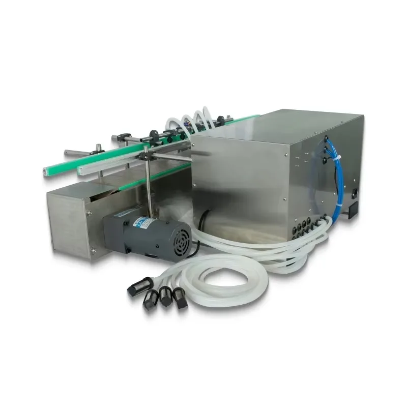 Desktop 4-head assembly line Touch screen peristaltic pump filling machine Beer juice filling machine Belt conveyor