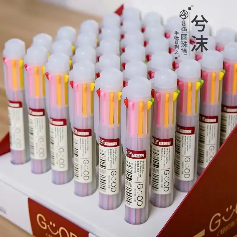 20pcs Small, Fresh And Lovely 8-color Push Ball Point Pen Multi-color Hand Account As You Wish, 8-color Signature Pen Stationery