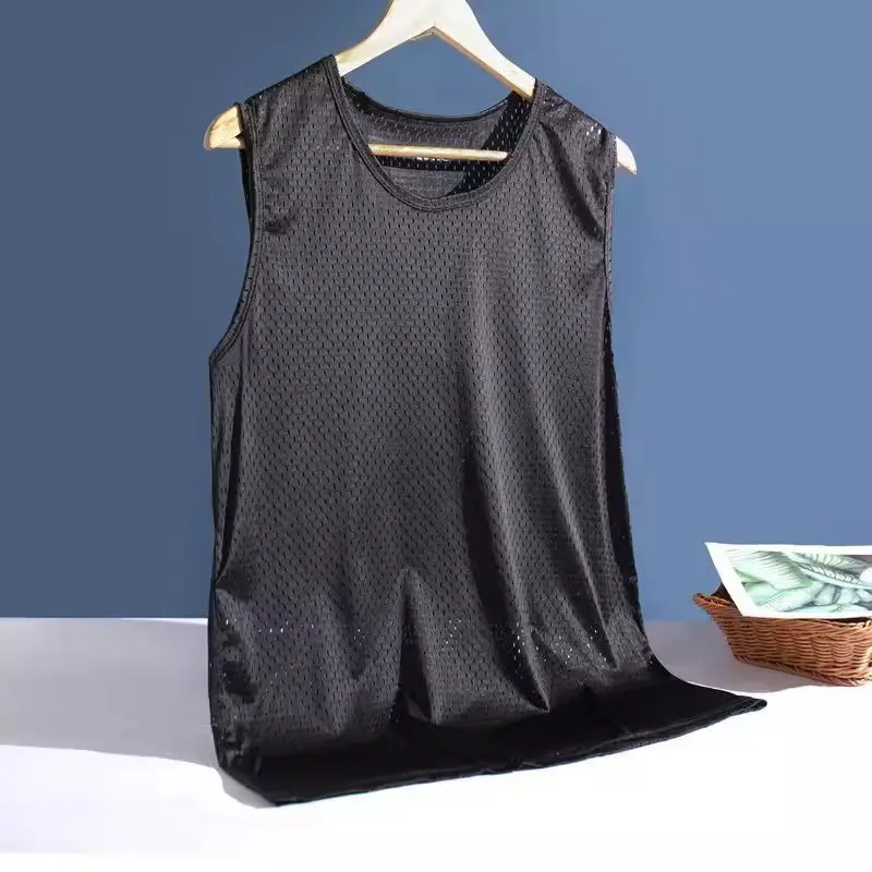 

Ice Silk Vest Men's Trendy Thin Me Breathable Qui Dry Sports Wide oulder Strap Outdoor Wear Svel T-irt Summer
