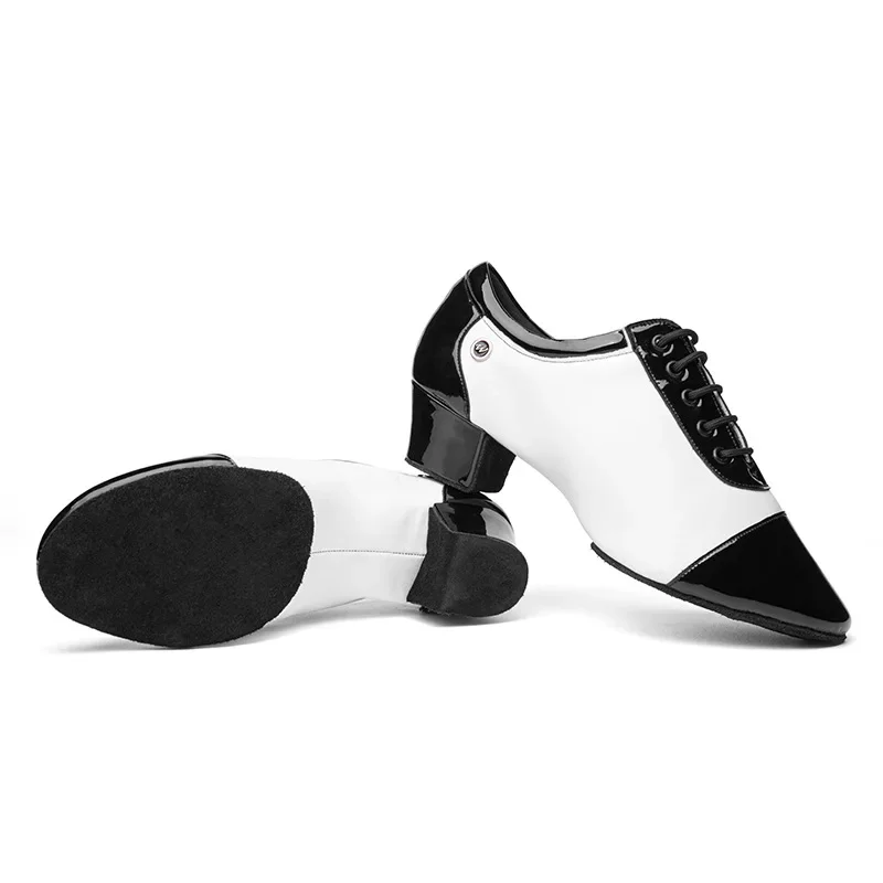 Brand New Modern Men\'s Ballroom Tango Latin Dance Shoe Man Split Indoor Soft Sole Black White Square Dancing Children Boys Shoes