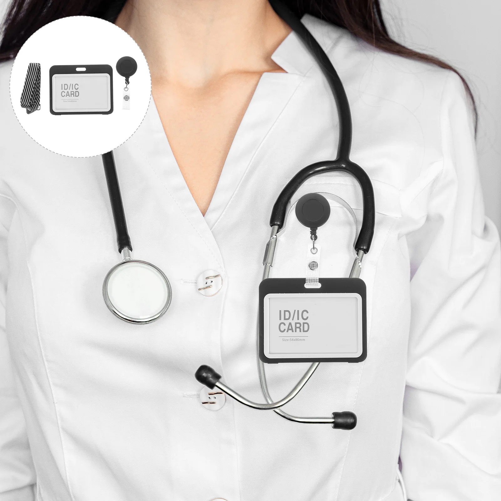 

10Sets Badge Sleeve Clear Badge Holder Plastic Card Sleeve Id Card Protector for Nurses Office Staff Cards Protectors