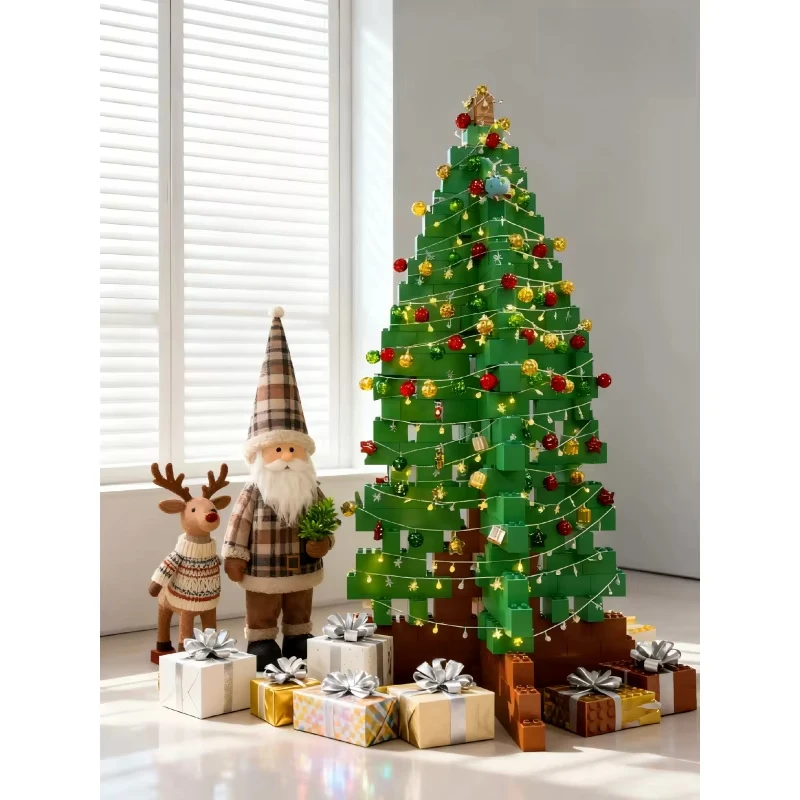 Eco Friendly Building Block Puzzle Christmas Tree DIY Assemble Foldable Portable Reusable