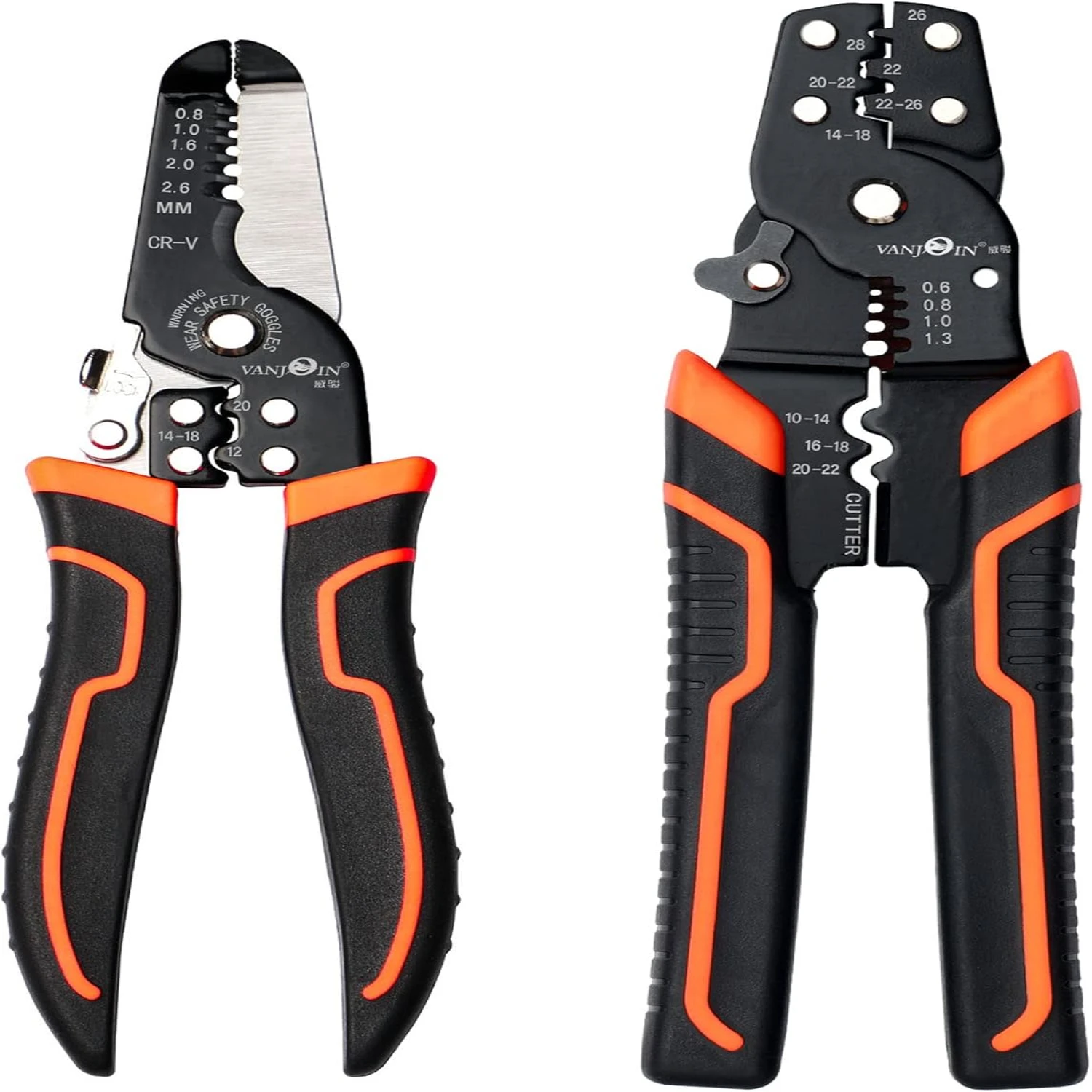 High-Quality Professional 2-Piece Wire Stripper Crimper Pliers Set for AWG 10-22 - Durable Tool Kit for Stripping, Crimping, and