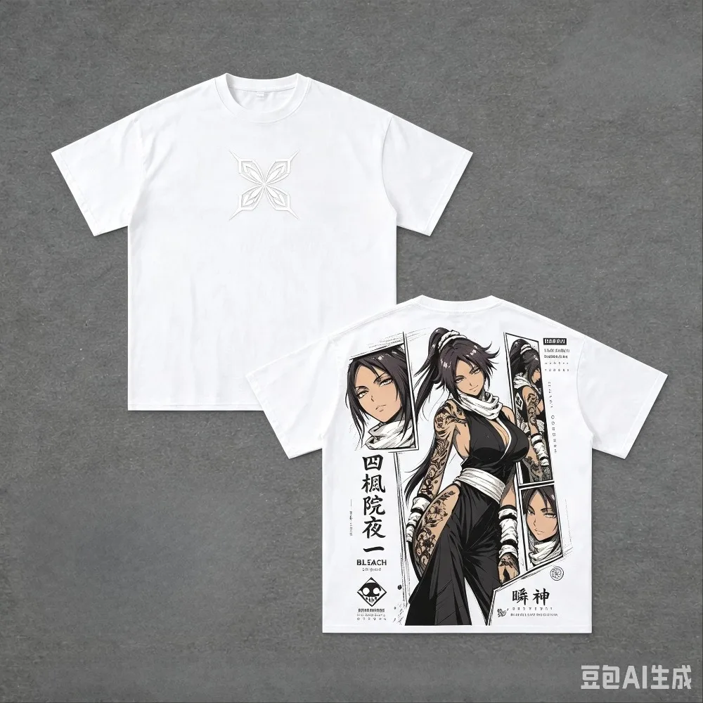 BLEACH Yoruichi Shihouin T‑Shirt Anime Panel Art Print Vintage Oversized Cotton Short Sleeve Unisex Otaku Casual Streetwear Tee