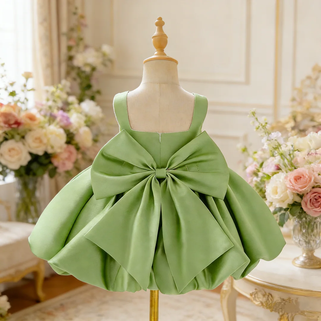 

Сплошное цветное платье принцессы для девочек, стильное платье для выступлений на день рождения, платье для выступлений на фортепиано, платье для понга с бантом на год