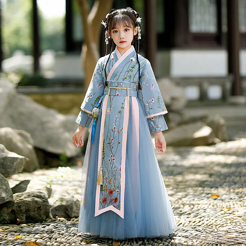 Summer Children Embroidery Hanfu Super Fairy Dress Chinese Style Ancient Costume Clothes Kid Cosplay Suit Skirt Cute For Girl