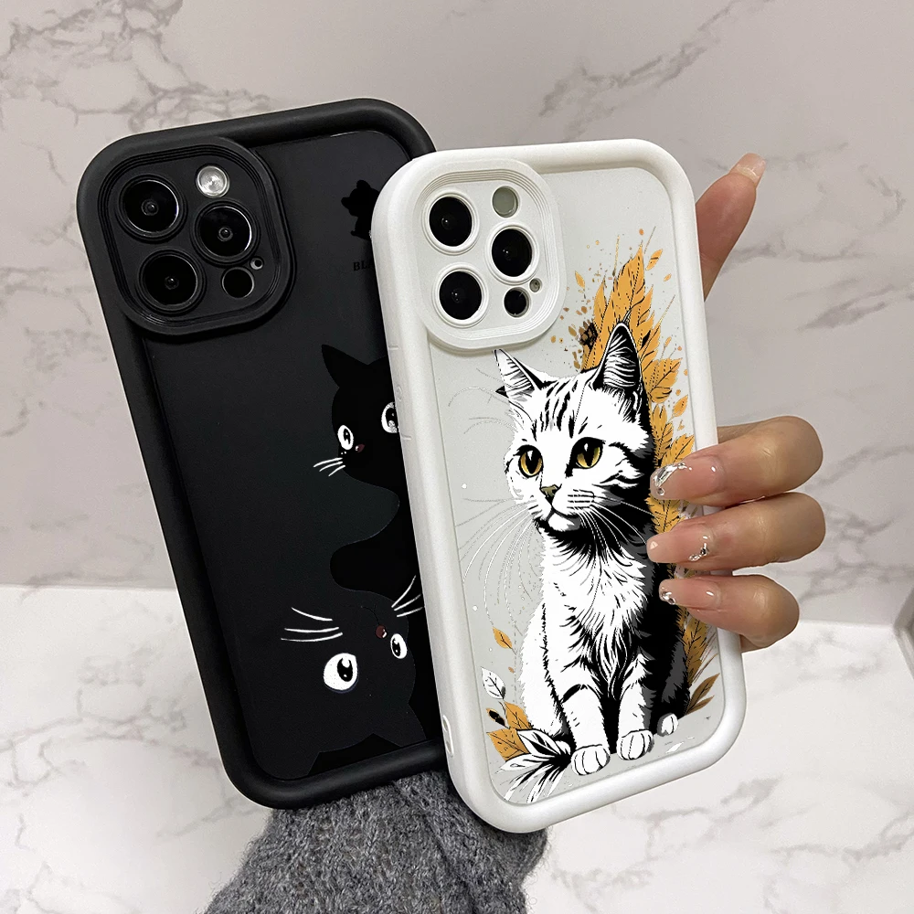 Cute Cat Phone Case for Oppo Reno 12 11 10 8 7 6 5 4 3 2 Reno12 Reno11 Reno10 Reno8 T Z F Pro Plus 4G 5G Ladder Lens Cover