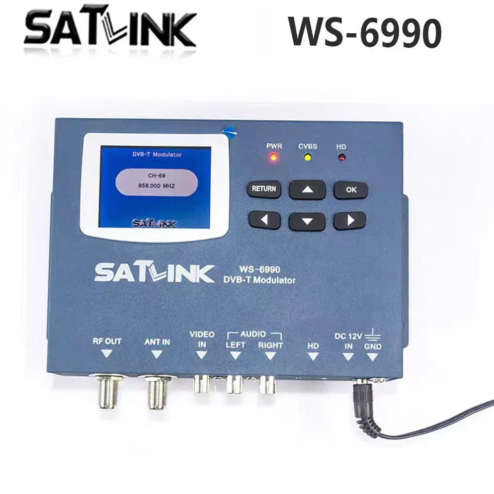 SATLINK WS-6990 HD Single Channel DVB-T DVB-C RF Modulator H.264 Terrestrial 1 Route AV Input Digital TV Modulator