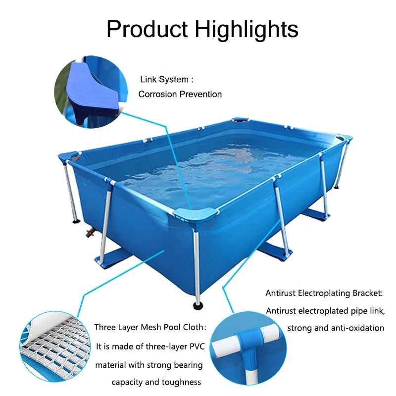 Rodzinny odkryty basen rura prostokątna rama brodzik rodzinny basen dla dzieci zagęszczony basen hurtowo