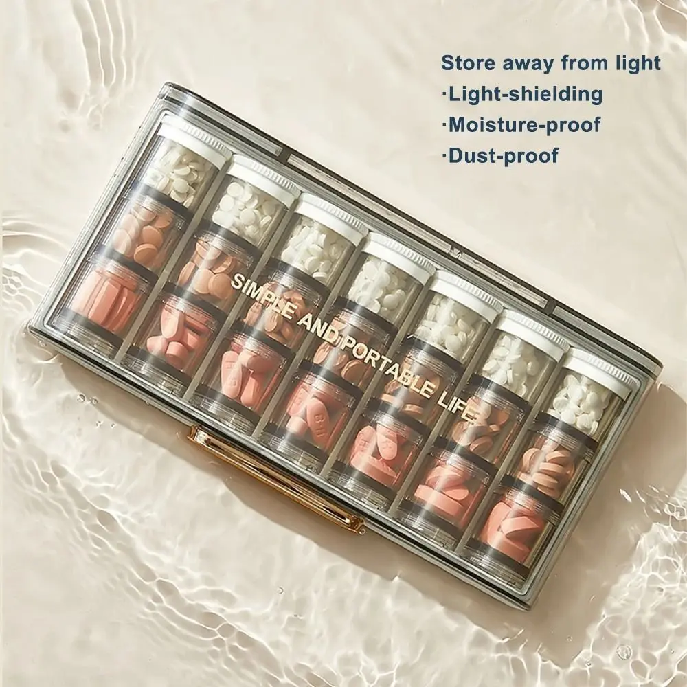 

Creativity Mini Weekly Pill Organizer Box Reusable 7-Day Daily Pill Box Stylish Sealed 21-Grid Vitamin Storage Case Home