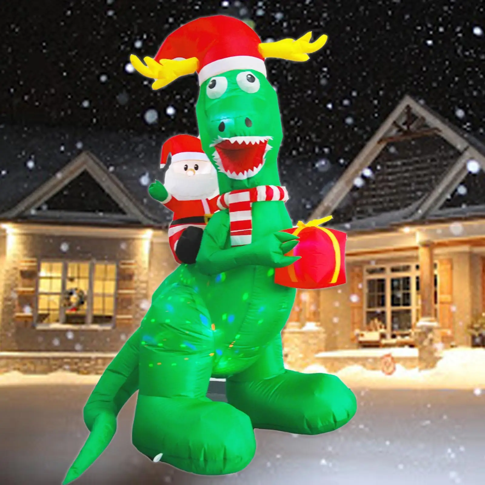 8ft Christmas Inflatables Dinosaur Decorations for Winter Yard Decor EU Plug