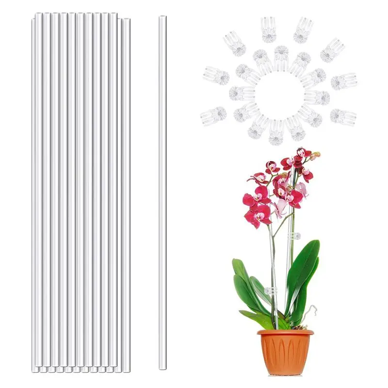 ABGH-Plant Stakes, Plant Sticks 40PCS Acrylic Clear Plant Support Stakes, 16 Inches Garden Single Stem Stakes For Indoor