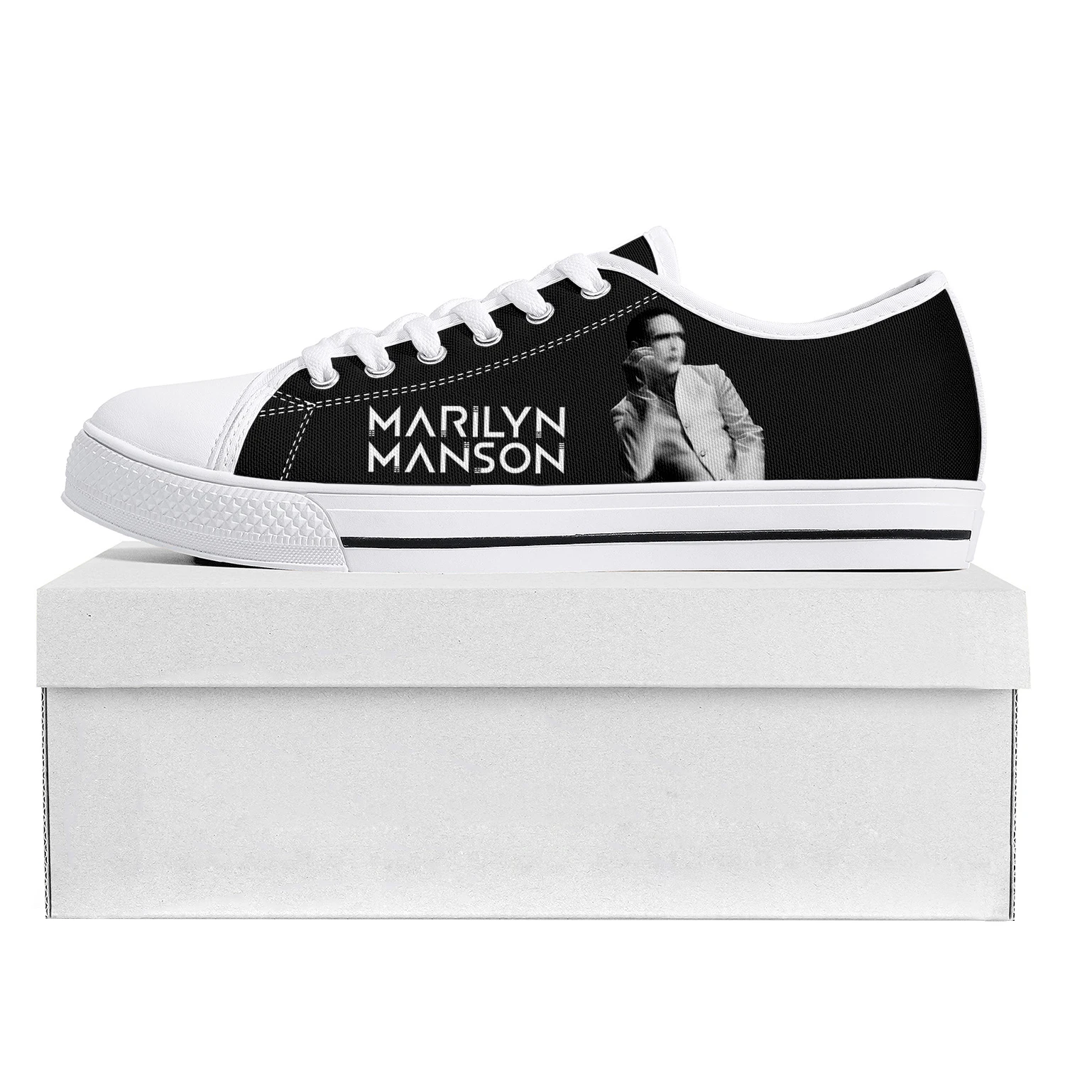 Rock Band Music Singer Marilyn Manson Low Top High Quality Sneakers Mens Womens Teenager Canvas Sneaker Couple Shoes Custom Shoe