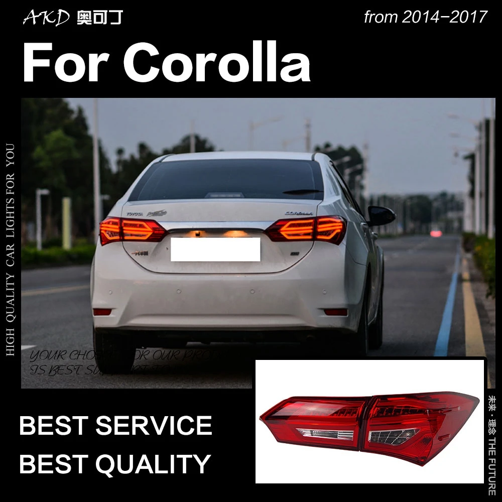 

Задние фонари для Toyota Corolla Altis, задняя фонарь 2014-2017 Corolla, задняя фонарь, Задний сигнал, стоп-сигнал, задние автомобильные аксессуары