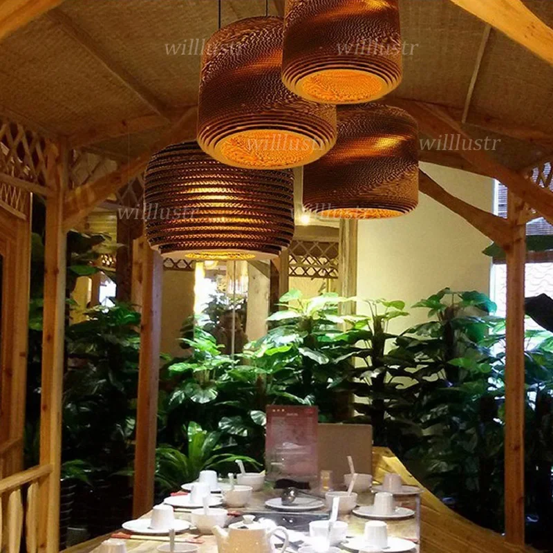 Creative Beehive Pendant Lamp Corrugated Paper Hotel Cafe Bar Store Kitchen Hanging Light Suspension Ceiling Chandelier