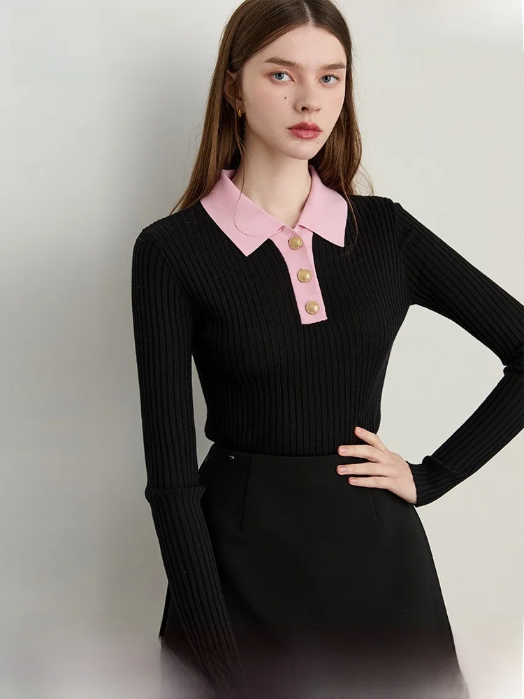 블라 울 니트 스웨터 여성 슬림핏 캐주얼 긴 소매 버튼 디테일 클라우드 니트 시리즈 디플레이 패션 2025