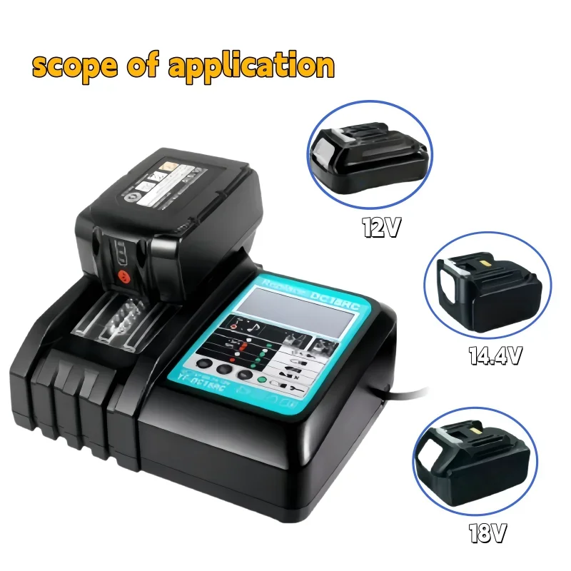 DC18RC lithium battery 3A/4A charger, used for Makita 18V 14.4V BL1860B, BL1850B, BL1840, BL1830, BL1820 power tool chargers