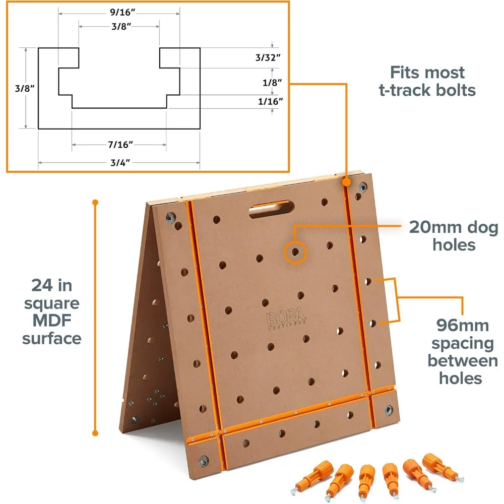 Centipede Folding T-Track Table Top Centipede Work Stand Saw Horses - 24 Inch x 48 Inch 20mm Dog Holes