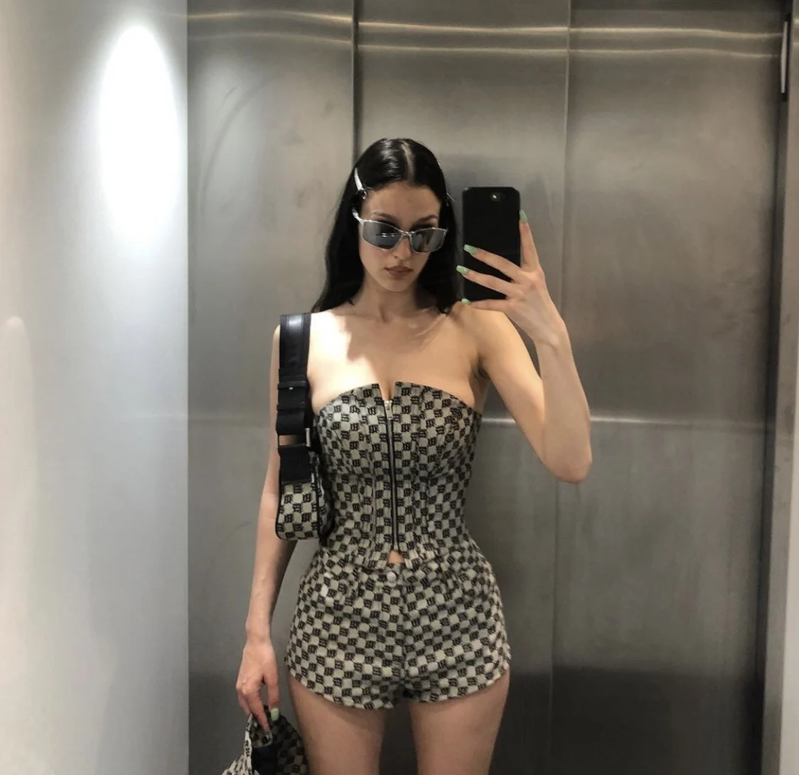 

Sexy Chic Letter Print Crop Top And High Waist orts Faionable Two Piece Set for Women Autumn Collection by IAMUBABA