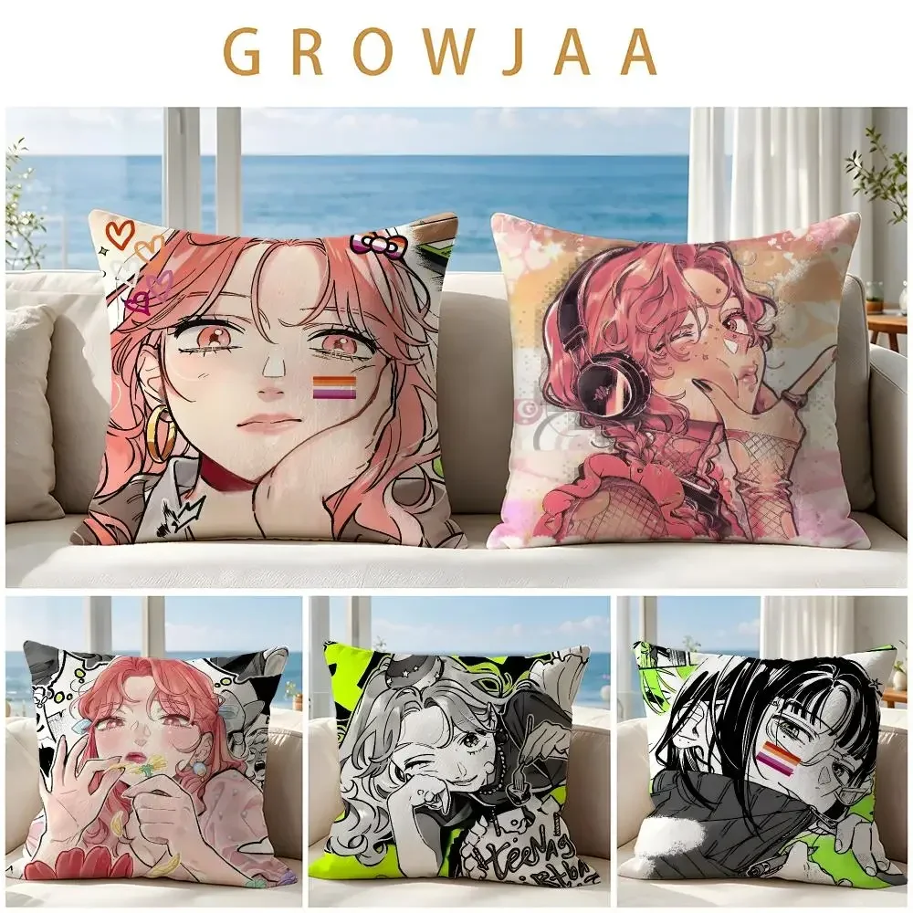 Manga The Guy She Was Interested In Wasn't a Guy at All Cushion Cover Throw Pillow Short Plush Fresh Natural Cushion for Living