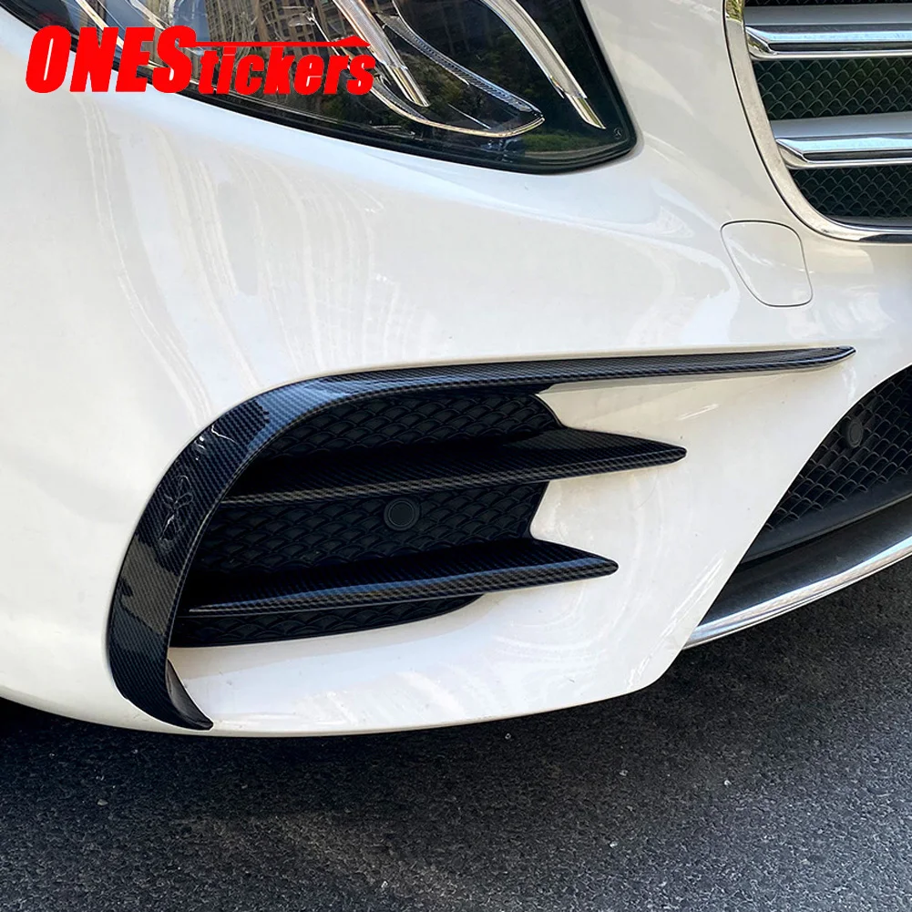 For Mercedes Benz E Class W213 AMG E43 E53 E63 2016-2020 Car Front Bumper Lip Splitter Spoiler Canard Fog Lamp Cover Trim Strip