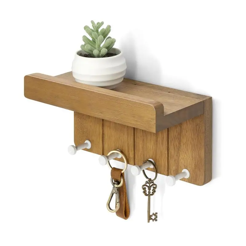 

Современный минималистичный деревянный настенный держатель для ключей с 4 крючками, декоративный органайзер для прихожей, кухонная полка для хранения Snow S...