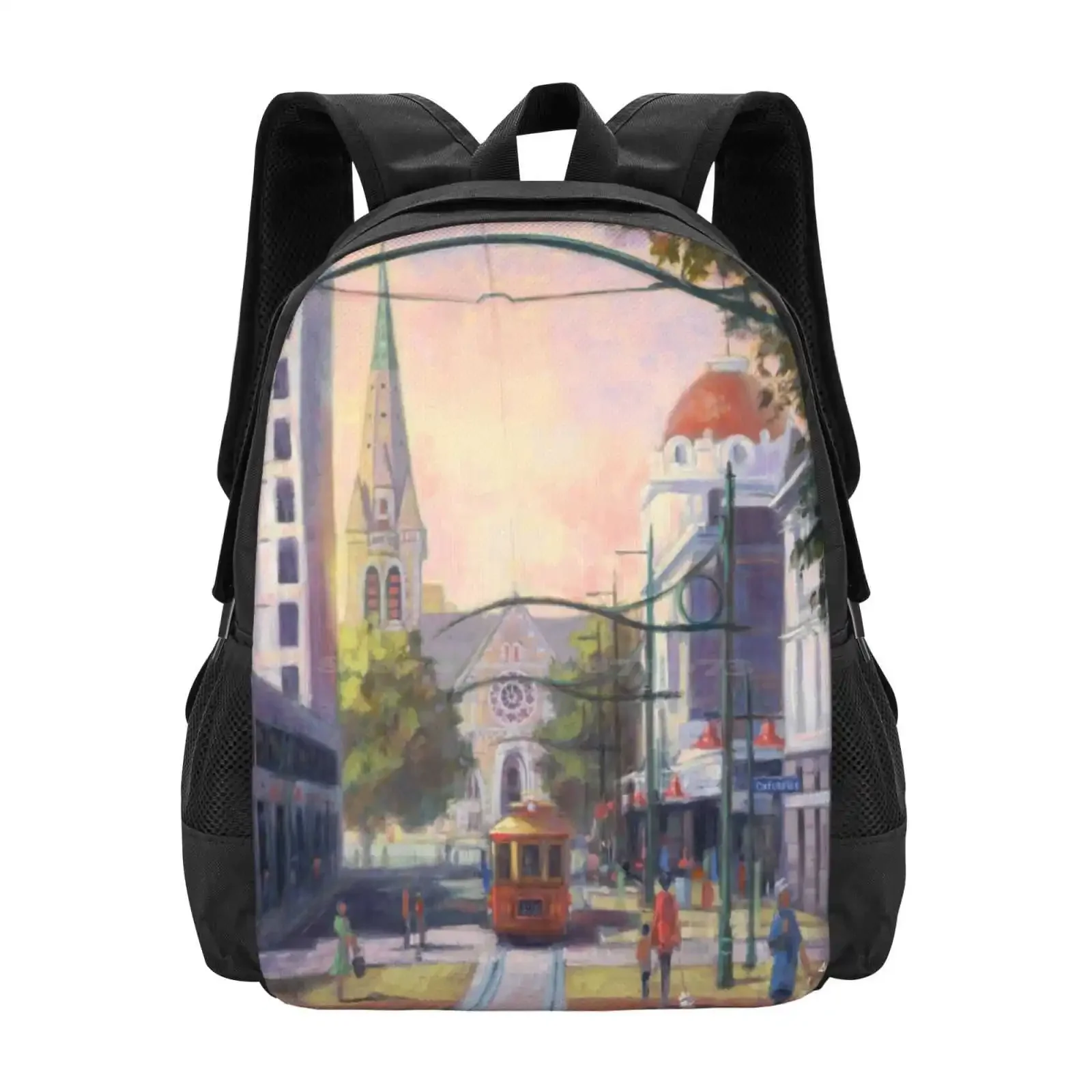 

Back In Time-Christchurch Cathedral Square Pre-Earthquake School Bags Travel Laptop Backpack Cathedral Square Christchurch Pre