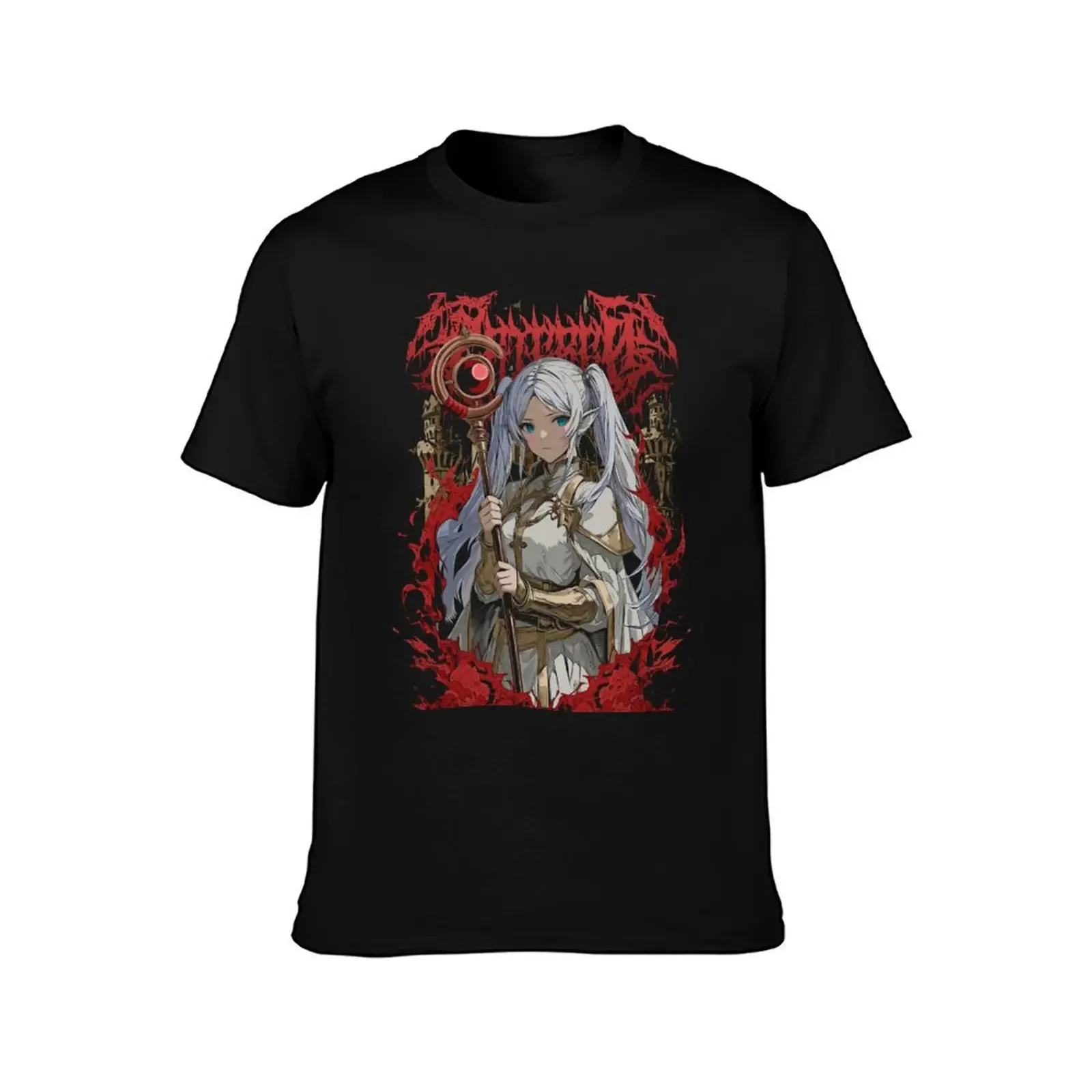 Frieren Heavy Metal Art T-Shirt valentines boutique clothes cute tops mens big and tall t shirts