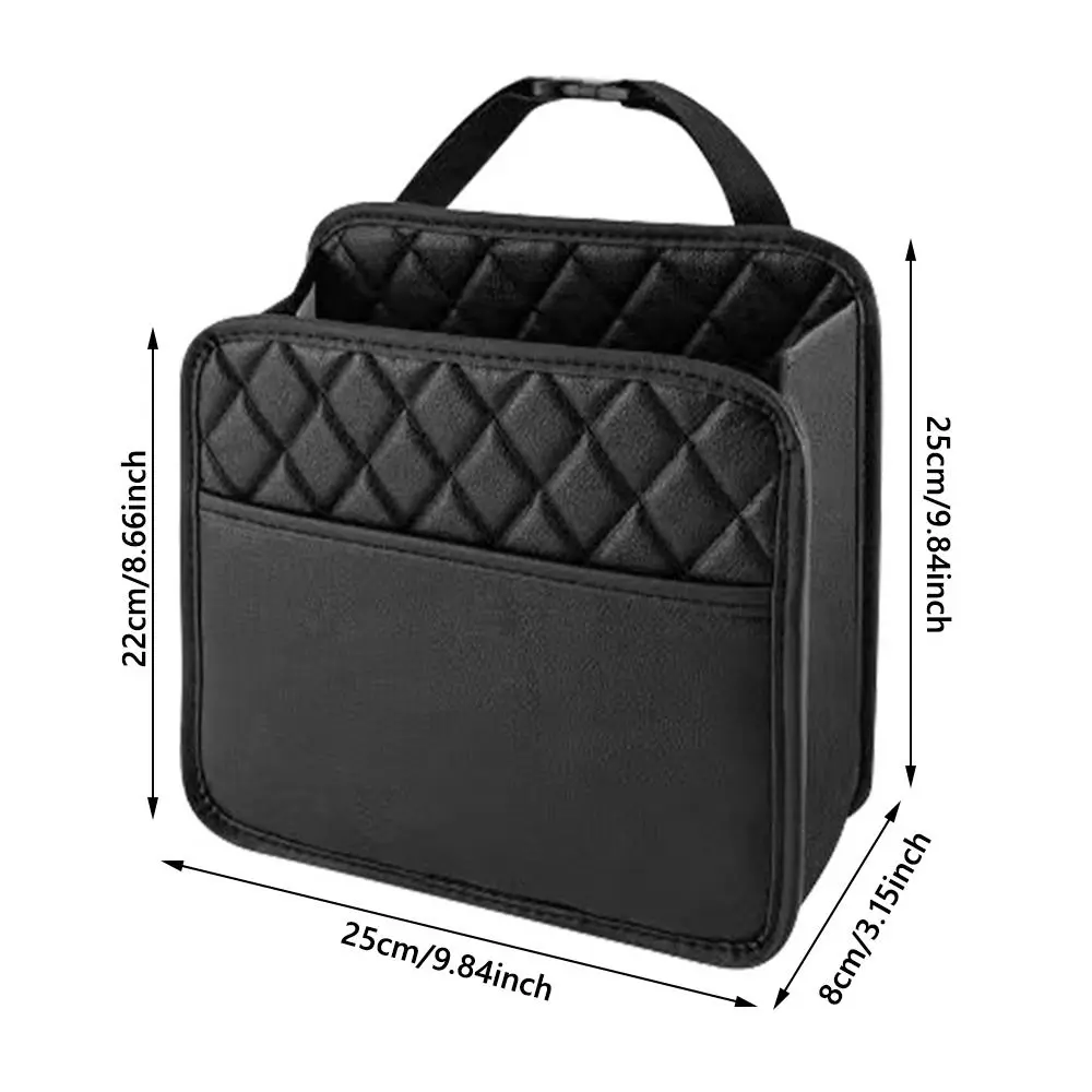 ユニバーサルフィット多機能カーシートオーガナイザーぶら下げポケットレザー後部座席収納ラック耐久性のある省スペース収納袋