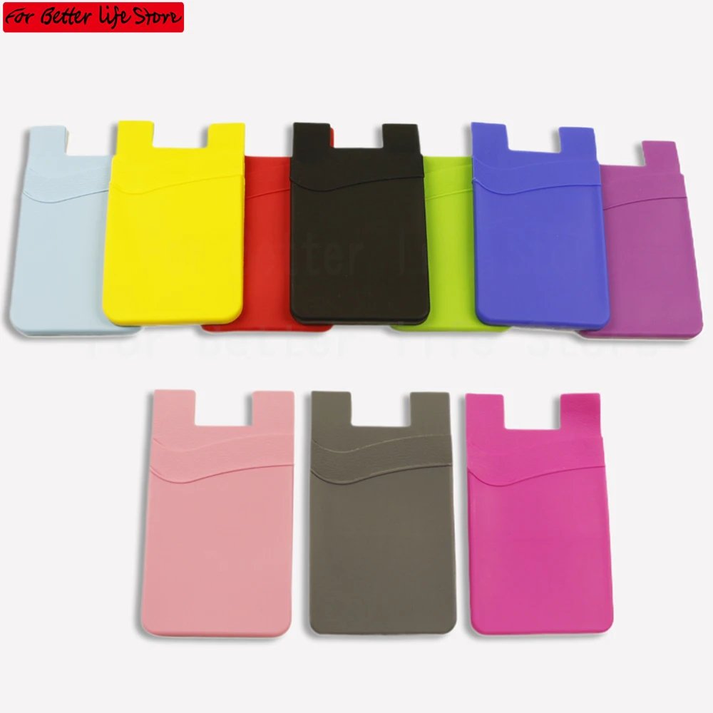 

1piece 12 color 20g Phone silicone card holder wallet on credit bag ID Mobile for waterproof protection back shuffle stand