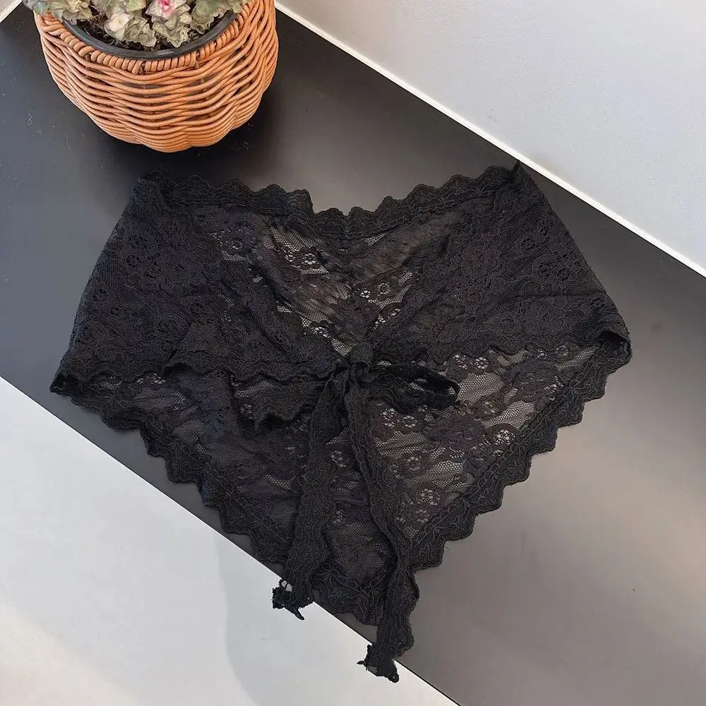 Mezza gonna in pizzo morbido Y2K Triangolo alla moda Capispalla Minigonna Con lacci Vita alta Gonne aperte in pizzo Streetwear