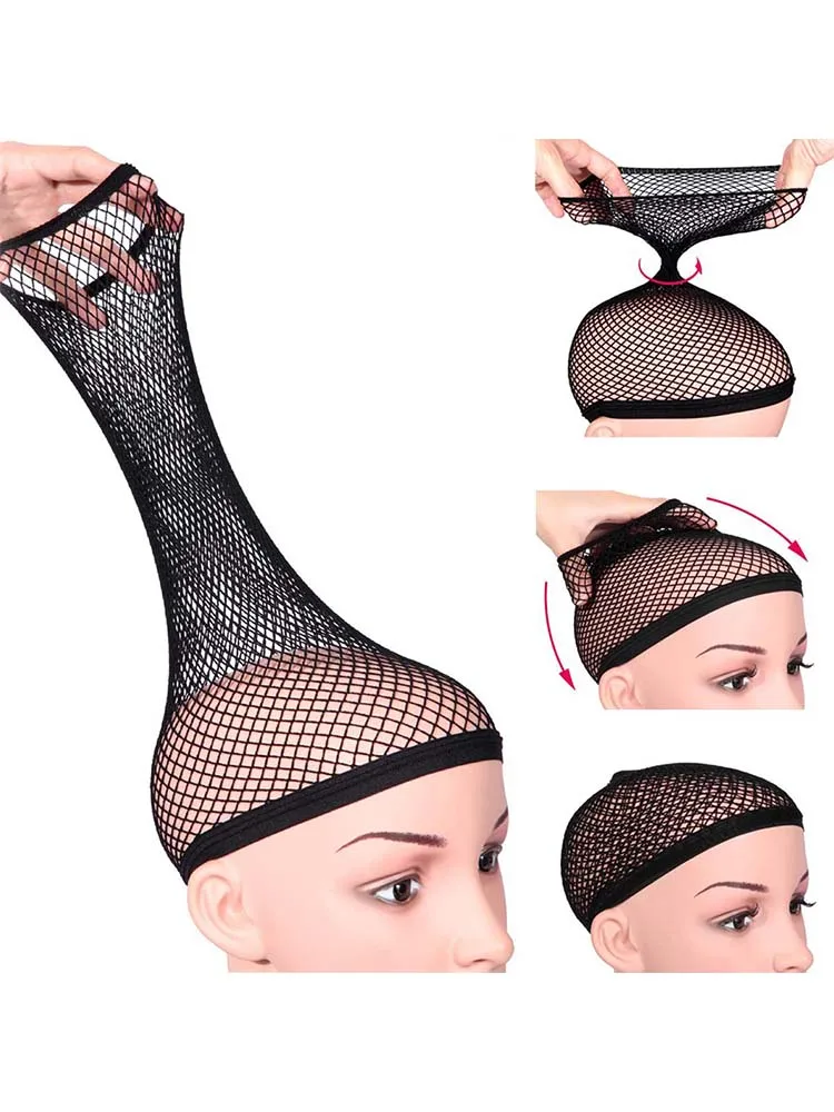 Bonnets en filet de perruque noirs, couvre-tête en maille élastique Durable, chapeau en résille, extrémité fermée, accessoires de coiffure pour hommes et femmes, 1/3/5 pièces