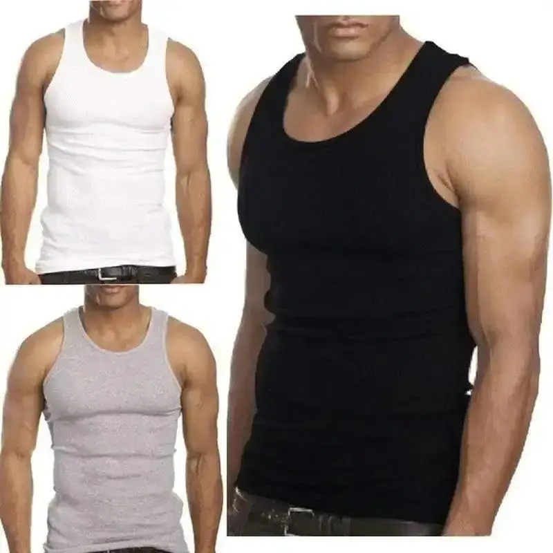 1 Pcs Hot Casual Elastic Men's Vest Summer Thin Breathable Loose Fitness Vest Men's Sports Sweat Absorbing Vest Solid Color Vest