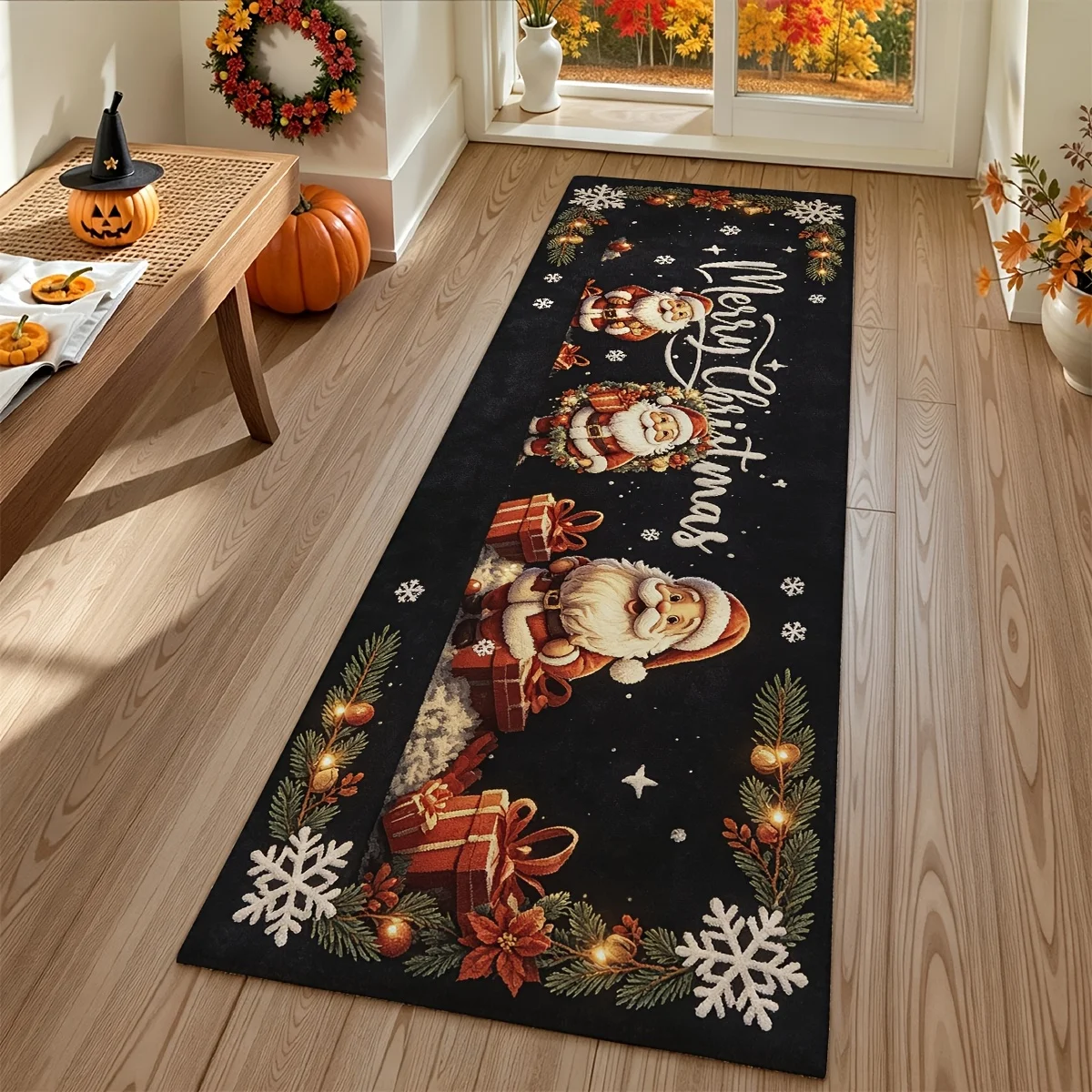 Christmas Santa Claus Gift Graphic Floor Mat Office Dining Room Front Door Carpet Patio Laundry Corridor Long Area Rug