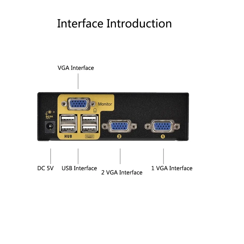 2 Port USB KVM Switch Suitable For Two Host Monitoring Hard Disk To Share a Set Of Keyboard Mouse And Monitor 2 in 1out