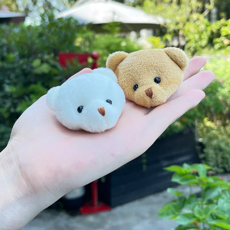 10cm 100pcs Wholesale Teddy Bear White Plush Keychain Bag Pendant Beige