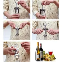 Stainless Steel Butterfly Corkscrew Red Wine Ah-So Two-prong Puller Wing Type Cork Remover Wine Bottle Opener Waiter's Friend